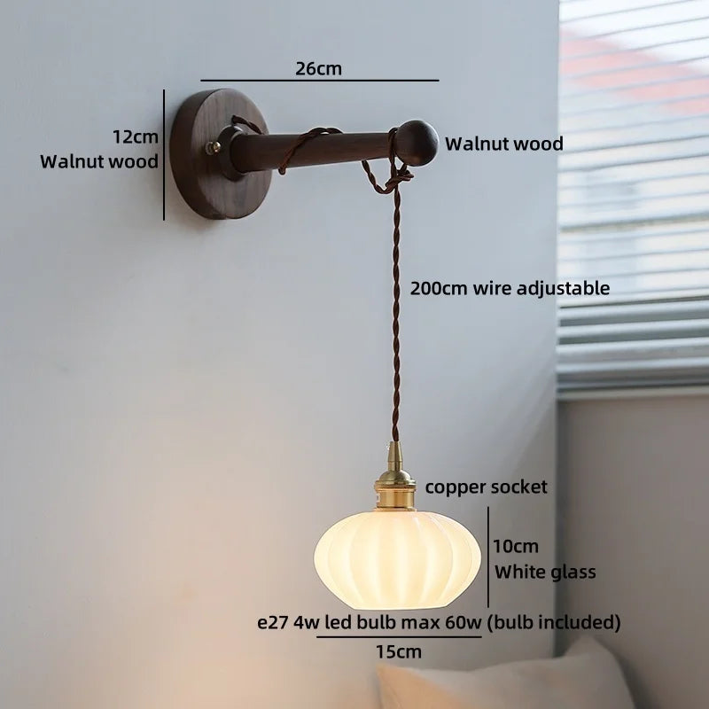 Axyaa White Pumpkin Glass LED Wall Light for Home Lighting Fixture