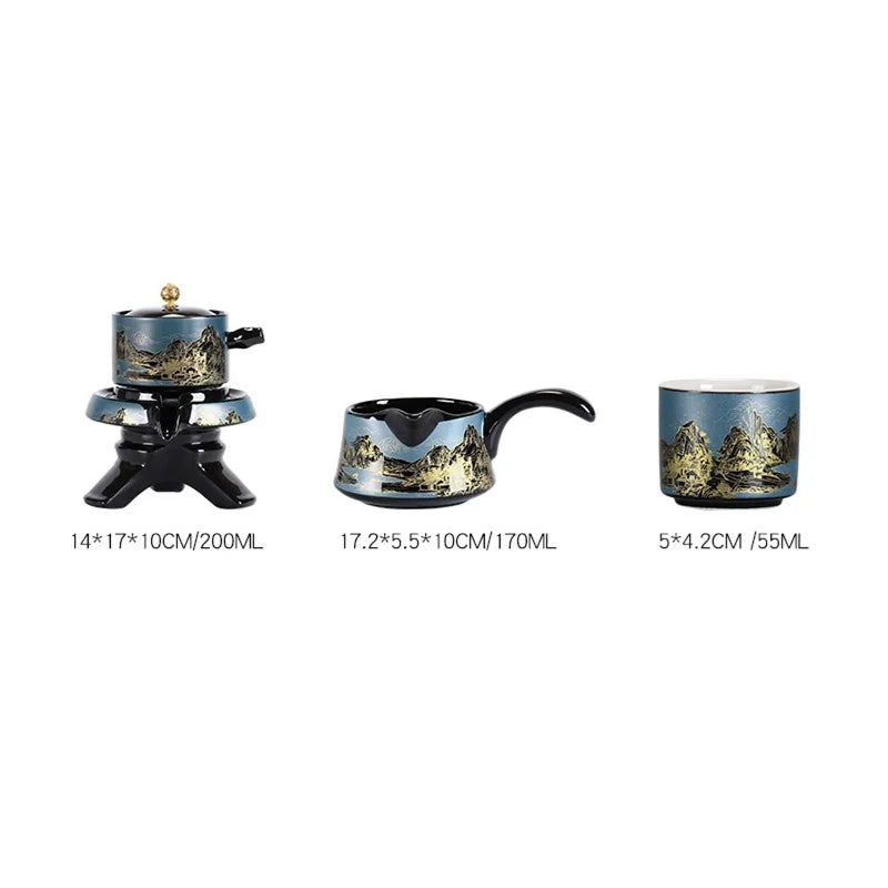 Axya™ 8-Piece Kung Fu Tea Set for 6 People, Bone Teapot, Gaiwan, Camping Tea Set