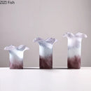 Axyaa Lotus Leaf Edge Glass Vase for Table Decoration and Floral Arrangement