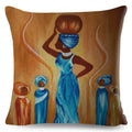 Axyaa Abstract African Woman Decorative Cotton Linen Cushion Cover