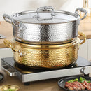 Axya 3-Layer Steel Soup Pot Double Flavor Hot Pot Stainless Steel Commercial Grade