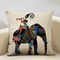 Axyaa African Dance Oil Painting Cushion Cover 45x45cm for Home Living Room Decor