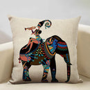 Axyaa African Dance Oil Painting Cushion Cover 45x45cm for Home Living Room Decor