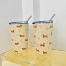 Axyaa 360ml Stainless Steel Cute Thermal Drink Tumbler with Straw - for Tea, Coffee, Juice