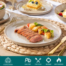 Axyaa Stoneware Dinnerware Set with Light-Brown Reactive Glaze, 12/16/18/24 Piece Option