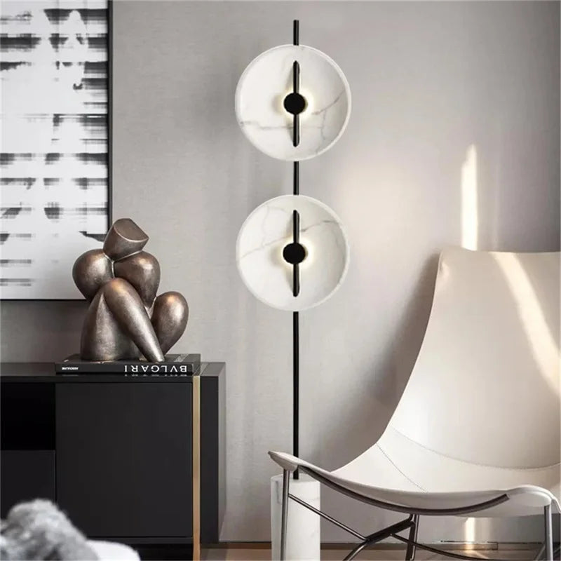 Axyaa White Marble LED Floor Lamp for Modern Indoor Decor