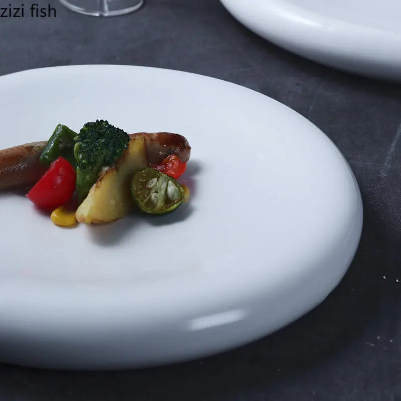 Axya Solid Color Ceramic Dinner Plate Set for Steak, Snacks, Desserts & Sushi
