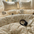 Axyaa Princess Lace Bed 4-Piece Set with Floral Cloud Design