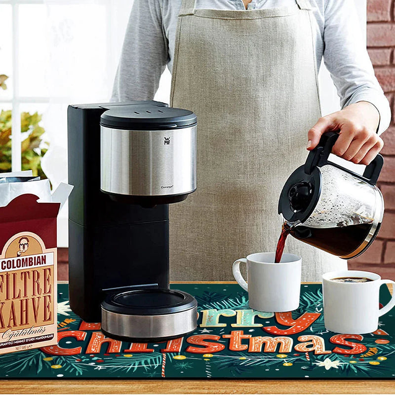 Axyaa Christmas Drying Mat - Absorbent & Antiskid Kitchen Pad