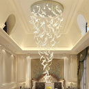 Axyaa Clear Crystal Feather Chandelier for Staircase, Salon, Lobby - LED Pendant Lamp