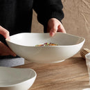 Axyaa Ceramic Salad Bowl for Restaurant Tableware, White Wave Mouth Dessert Sashimi Soup Bowl