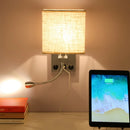 Axyaa Square Retro Fabric LED Wall Lamp with USB Reading Light and Switch