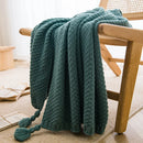 Axyaa Nordic Chunky Knit Blanket with Tassel for Bed Sofa Couch Embossed Waffle Pattern