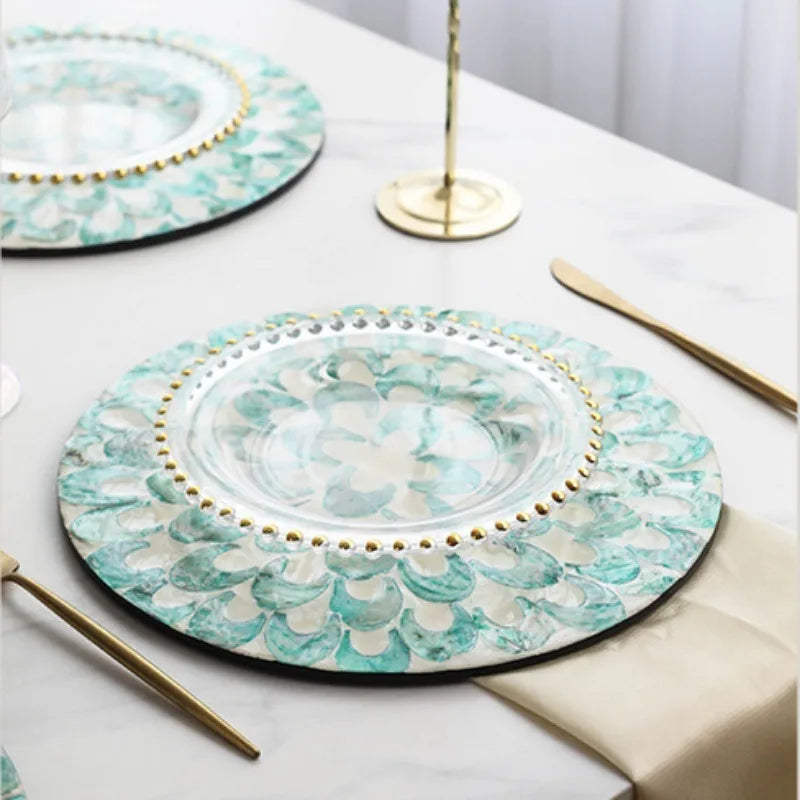 Axya Luxury Colored Shell Insulated Placemat Dinner Plates