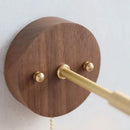 Axyaa Walnut Wood LED Wall Sconce Rotate Light Clear Glass Pull Chain Switch