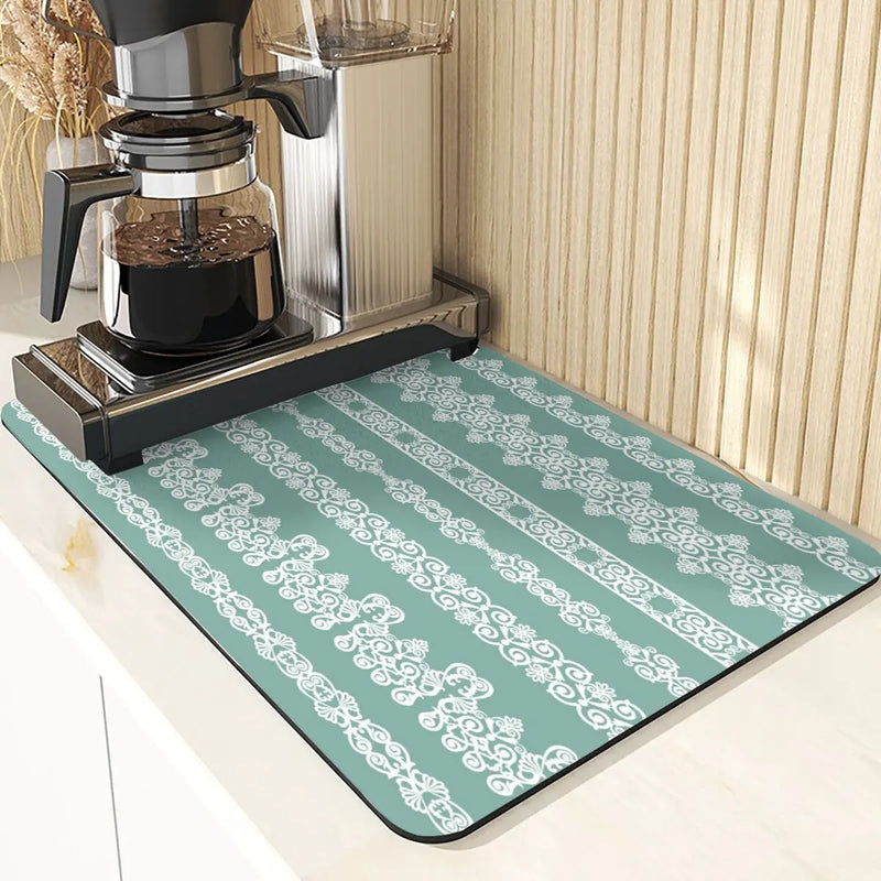 Axyaa Stripe Print Kitchen Drying Mat - Stylish & Absorbent Bar Decoration and Mouse Pad
