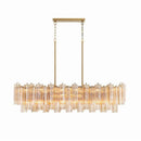 Axyaa Gold Silver Glass Tube Chandelier - Elegant Pendant Light for Dining Room