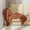 Axyaa Summer Knitted Blanket Cover Solid Color Acrylic Bohemian Sofa Blanket 127x176