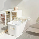 Axyaa Stackable White Plastic Storage Bins Handles Multipurpose Organizer Box