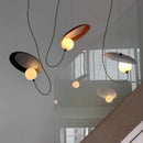 Axyaa Round Iron LED Pendant Light: Modern Ceiling Chandelier for Home Indoor