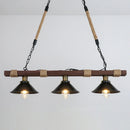 Axyaa Solid Wood Chandelier: Vintage Industrial Hemp Rope Lighting