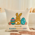 Axyaa Easter Bunny Cushion Cover - Cozy Embroidered Canvas Pillow for Living Room