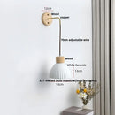 Axyaa White Ceramic LED Wall Lamp with Pull Chain Switch