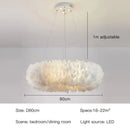 Axyaa Cloud Feather Pendant Light: Modern Cream Chandelier for Bedroom, Restaurant, Study—Warm & Romantic
