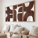 Geometric Brown Canvas Wall Art Set by Axyaa: Modern Minimalist Decor for Home & Office