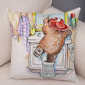 Axyaa Cartoon Bear Cushion Cover - Cute Animal Pillowcase for Sofa and Children's Room