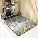 Axyaa Metallic Pattern Coffee Mat: Quick Kitchen Drying Mat for Draining Dishes & Utensils