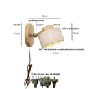 Axyaa Iron Rotate LED Wall Light Fixture Yellow Travertine Stone Natural Wood Bedside Lamp