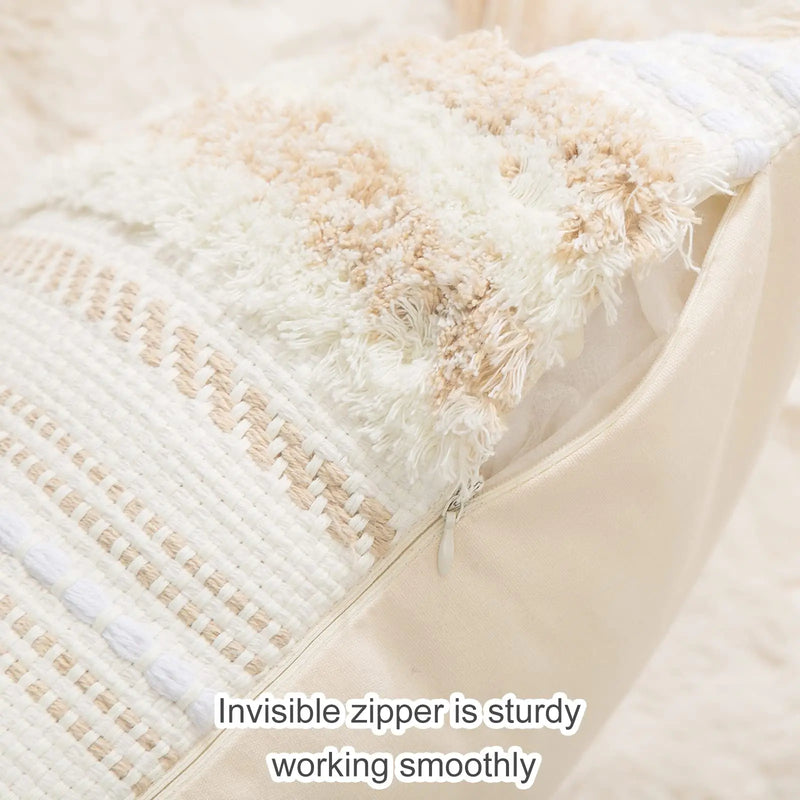 Axyaa Boho Tufted Tassel Cushion Covers Set of 2 - Luxury Throw Pillow