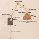 Axyaa Cube Glass LED Wall Sconce, Walnut Wood, Pull Chain Switch, 2 Arms