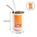 Axyaa Double Wall Stainless Steel Coffee Mug with Straw, Brush – Portable Anti-Scalding Cup