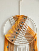 Axyaa Boho Chic Macrame Wall Hanging with Evil Eye Beads - Yarn Tapestry for Home Décor