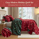Christmas Jacquard Coverlet Set, 3-Piece Reversible Bedspread by Axyaa