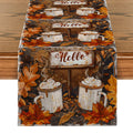 Maple Leaf Watercolor Table Runner for Kitchen Holiday Parties by Axyaa