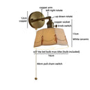 Axyaa Brass & Ceramic LED Wall Lamp - Vintage Style Stair & Bathroom Lighting