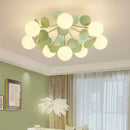 Axyaa Magic Beans Green Leaf Chandelier - Modern French Ceiling LED Hanging Lamp for Kids & Living Room