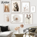 Axyaa Reed Lion Landscape Canvas Print Wall Art for Nordic Living Room Decor