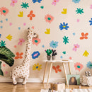 Axyaa Bohemian Floral Self-Adhesive Flower Wall Art - Peel and Stick Kids Room Decor