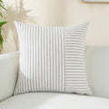 Axyaa Modern Striped Linen Pillow Covers 18x18 Square Throw Patchwork Decor