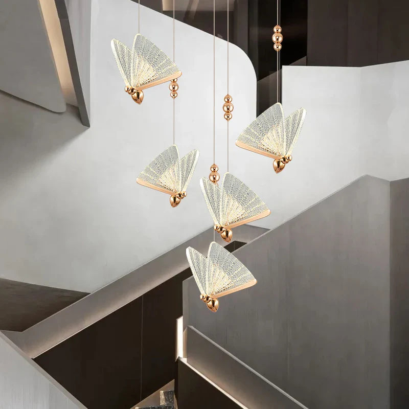 Axyaa Butterfly Chandelier: Modern LED Lighting for Living Room, Staircase, Bedroom