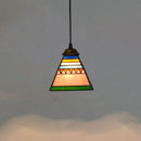 Mosaic Pendant Light with Stained Glass Shade in Colorful Mediterranean Style by Axyaa