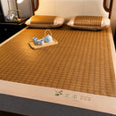 Axyaa Bamboo Cooling Mat & Pillowcase Set, Ice Silk Bed Sheet, Non-Slip Cool Pad