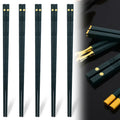 Axyaa Green Alloy Chopsticks Set - Non-Slip Reusable Japanese Chinese Sushi Sticks