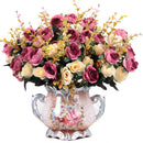 Axyaa Ceramic Vase & Flower Arrangement Set - Home Decor Crafts