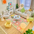 Axyaa Checkerboard Bedside Carpet: Soft Fashion Rug for Dopamine Bedroom