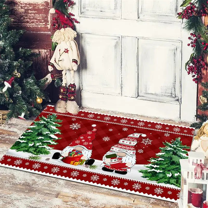 Christmas Dwarf Print Floor Mat for Living Room and Balcony Decoration by Axyaa